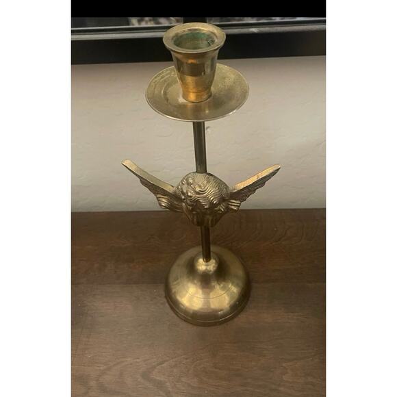 Vintage Brass candlestick with cherub angel - Picture 2 of 10